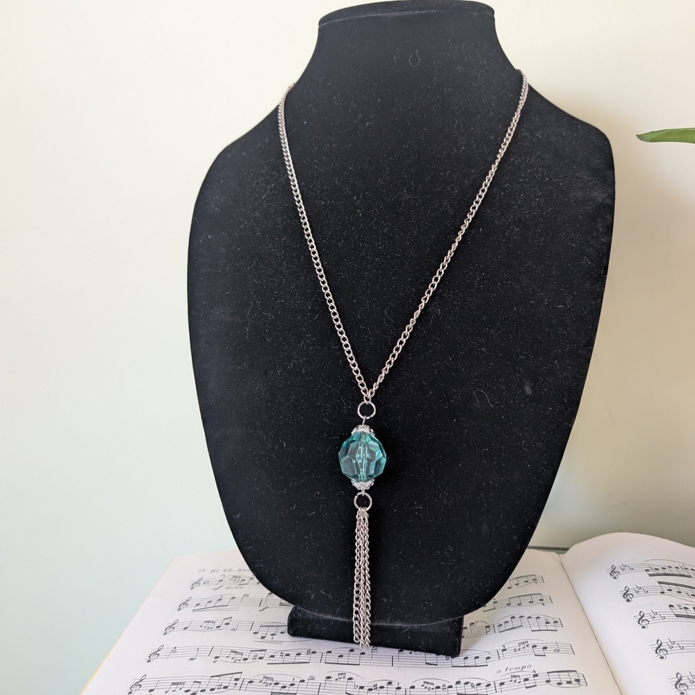 Silver Necklace with Teal Pendant